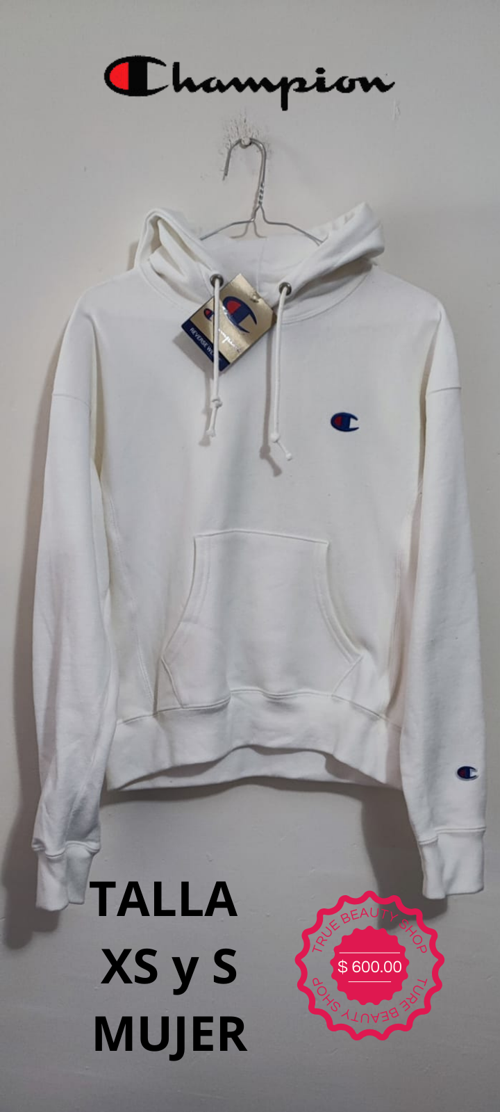 SUDADERA CHAMPION BLANCA