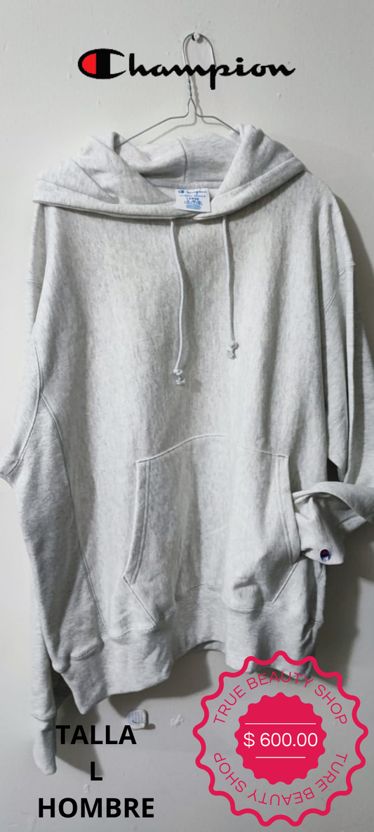 SUDADERA CHAMPION GRIS CLARO